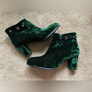 Ashro Green Crushed Velvet High Heel Booties